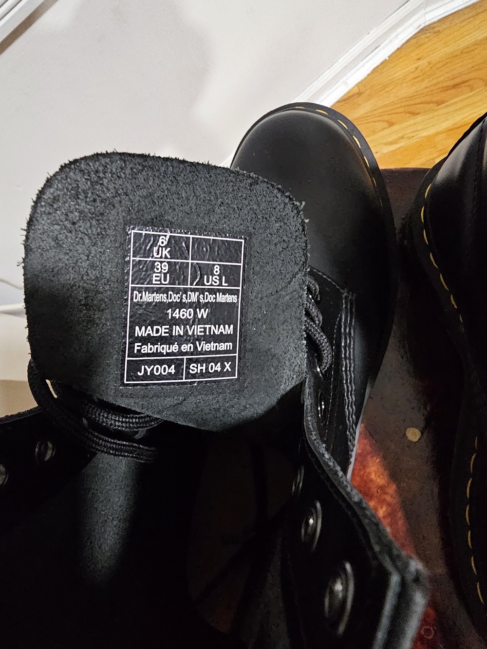 Dr. Martens 1460 Black Leather 8-Eye Lace-Up Combat Boots - Picture 6 of 6
